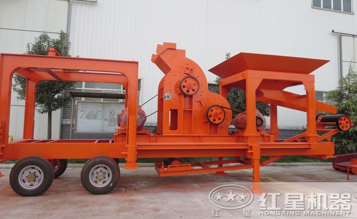 簡易式破碎站，搭載雙級錘式粉碎機