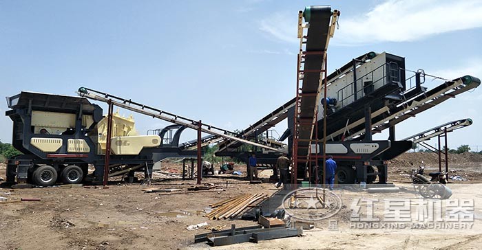 移動式石子破碎機現(xiàn)場 移動式石子破碎機現(xiàn)場