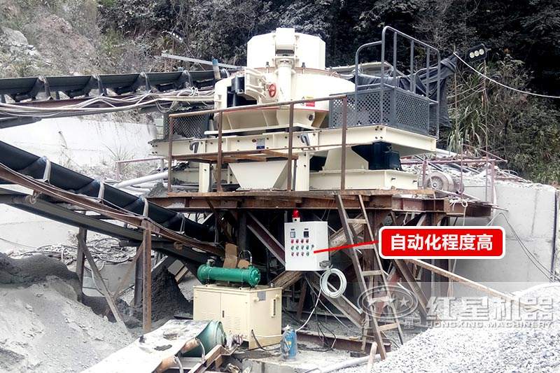 VSI制砂機(jī)現(xiàn)場(chǎng)，自動(dòng)化程度高