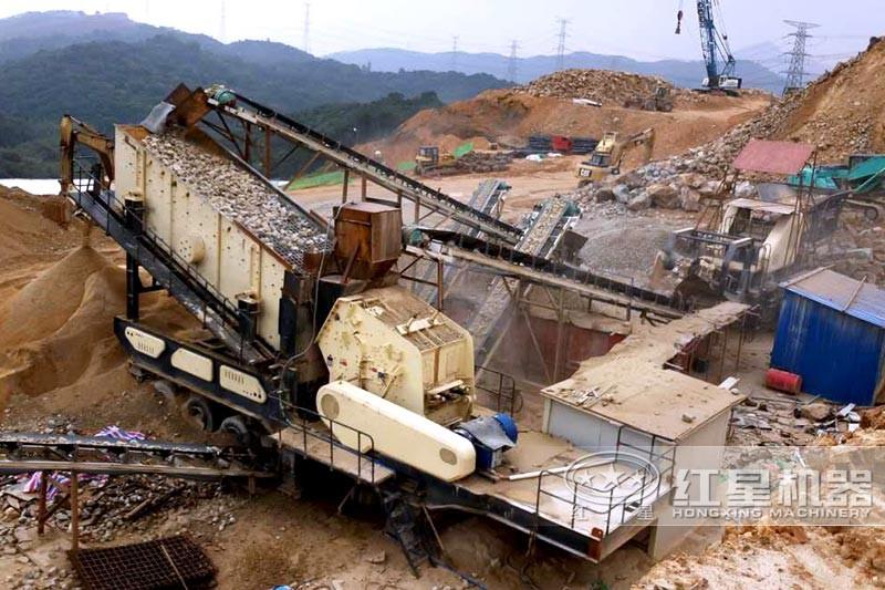 大型破碎、制砂加工現(xiàn)場